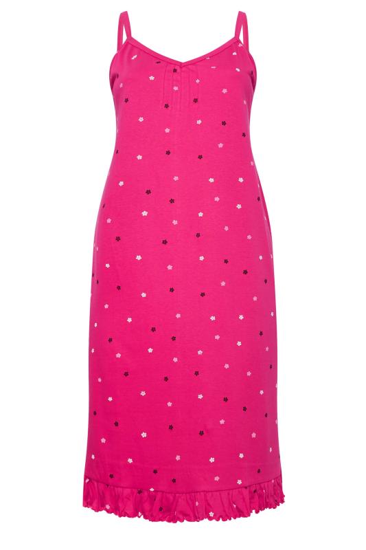 YOURS Plus Size Pink Retro Daisy Print Cotton Chemise | Yours Clothing 5