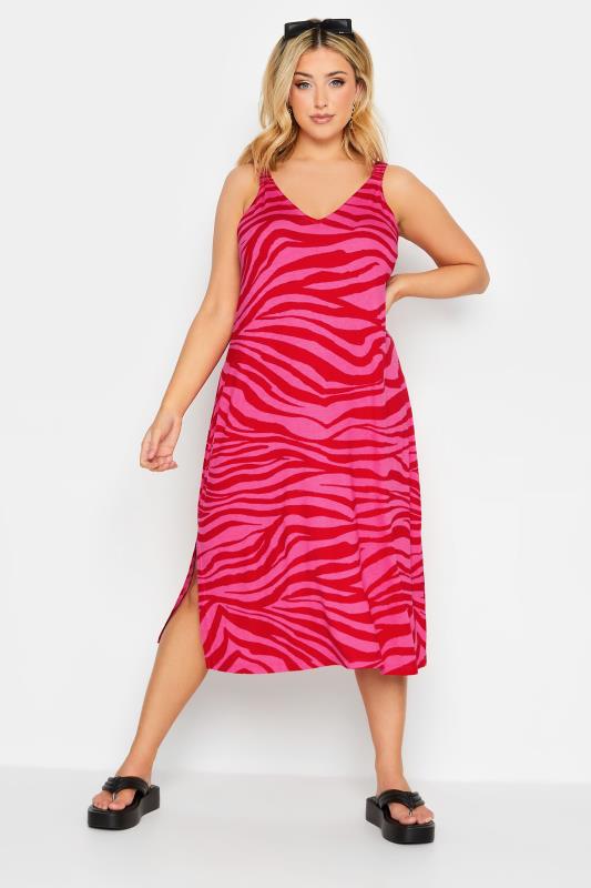 Plus Size  YOURS Curve Pink Zebra Print Midaxi Beach Dress