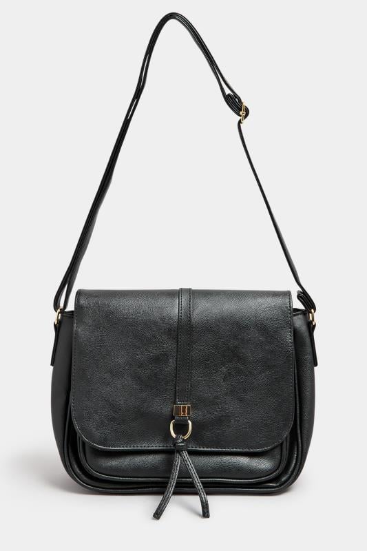 Black leather satchel handbags on sale