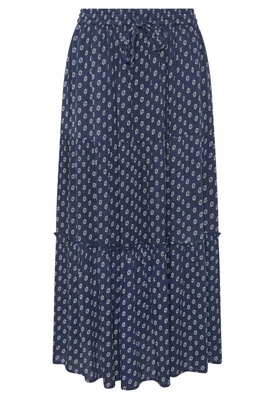 M&Co Petite Navy Blue Dobby Maxi Skirt | M&Co 5