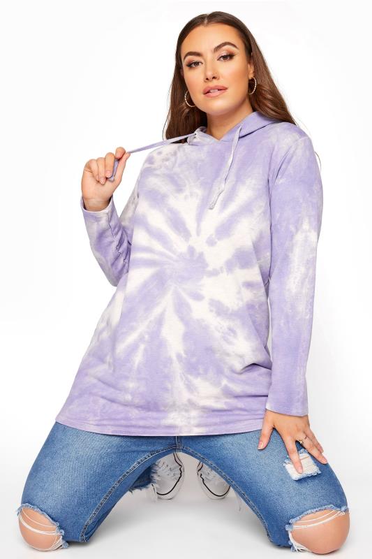Plus Size  Purple True Tie Dye Hoodie