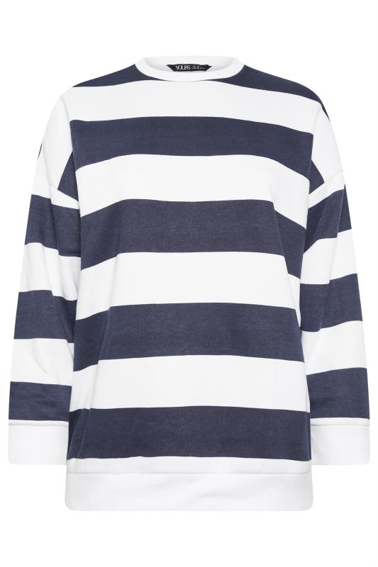 YOURS Plus Size Navy Blue & White Stripe Sweatshirt | Yours Clothing 5