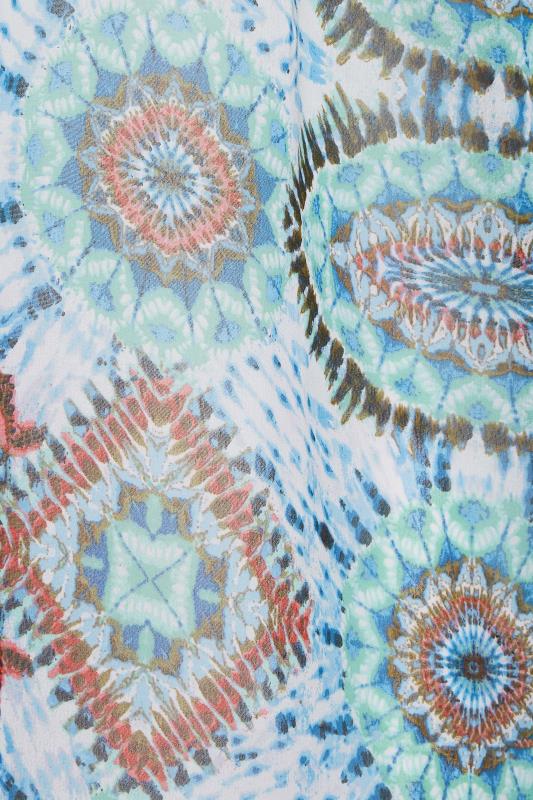 YOURS Plus Size Blue Tie Dye Aztec Print Kimono | Yours Clothing 6