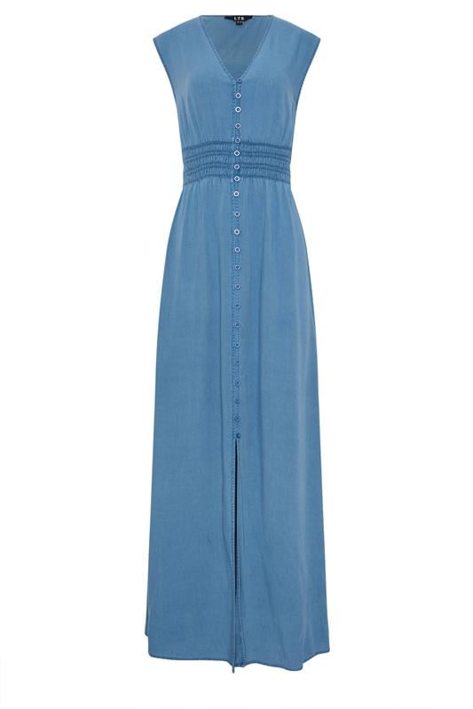 LTS Tall Women's Mid Blue Shirred Waist Maxi Dress | Long Tall Sally 6