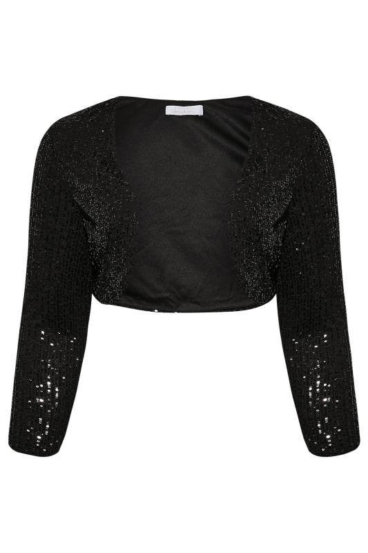 Plus Size YOURS LONDON Black Sequin Embellished Long Sleeve Shrug Cardigan | Yours Clothing 5