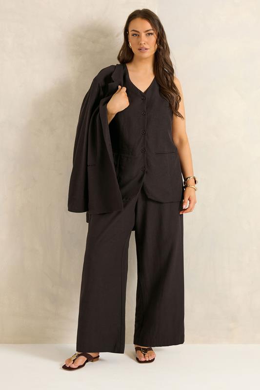 EVANS Plus Size Chocolate Brown Linen Blazer | Evans 7