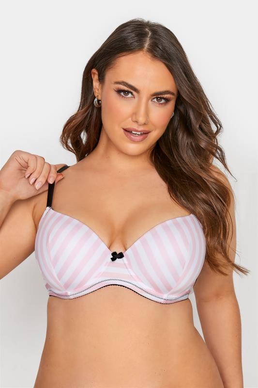 2 PACK Pink & White Stripe Padded Underwired T-Shirt Bras 2