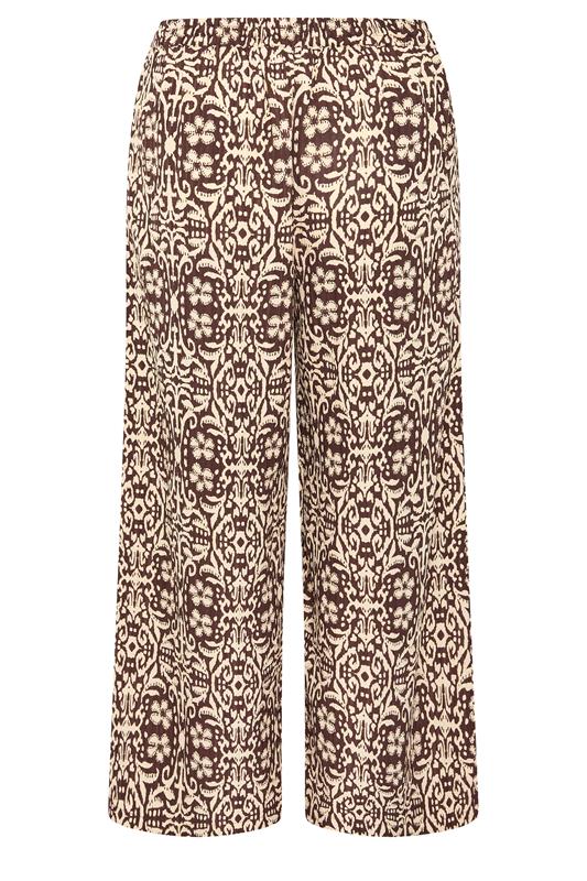 LIMITED COLLECTION Plus Size Brown Abstract Wide Leg Trousers | Yours Clothing 6