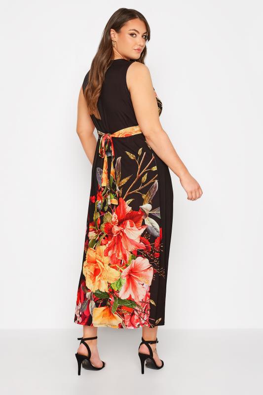 Plus Size Black Floral V-Neck Swing Dress | Yours Clothing 3