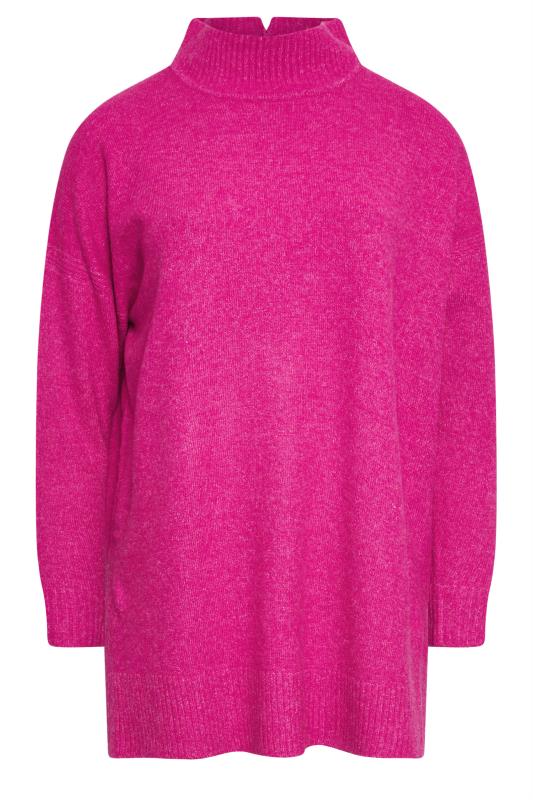 YOURS Plus Size Pink High Neck Knitted Jumper | Yours Clothing 6