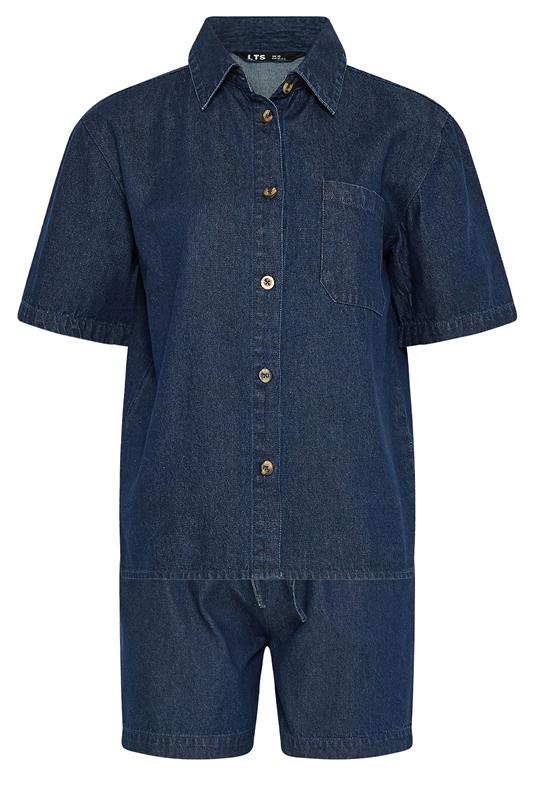 LTS Tall Women's Set Indigo Blue Denim Cotton Shirt & Shorts | Long Tall Sally 8