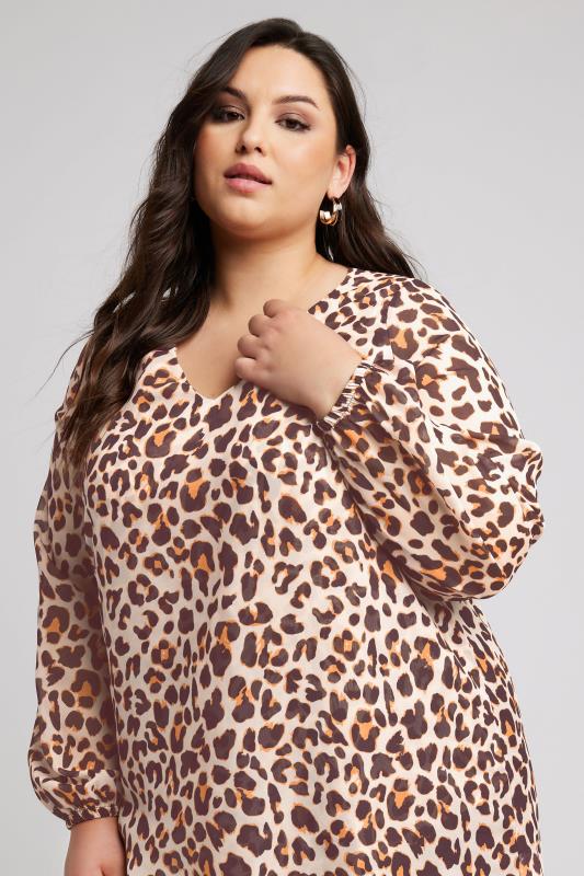 YOURS LONDON Plus Size Natural Brown Leopard Print Blouse | Yours Clothing 2
