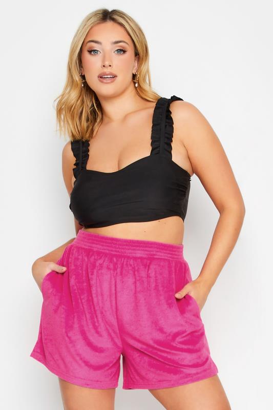 Plus Size  YOURS Curve Pink Towelling Beach Shorts