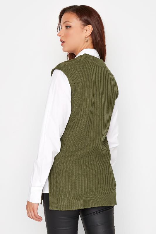 LTS Tall Women's Khaki Green Knitted Ribbed Vest Top | Long Tall Sally  3
