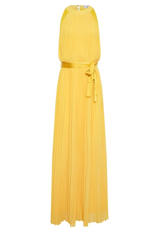 Tall  LTS Tall Yellow Pleated Halter Neck Maxi Dress