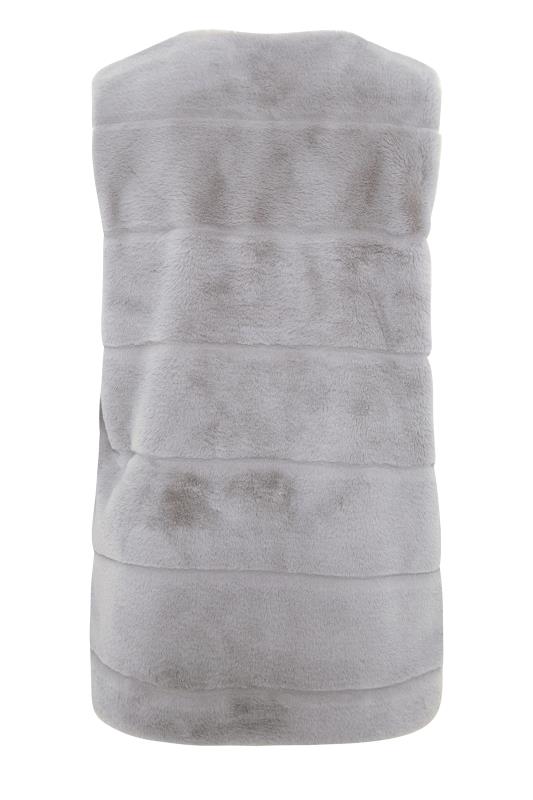 Plus Size Grey Pelted Faux Fur Gilet | Yours Clothing 7