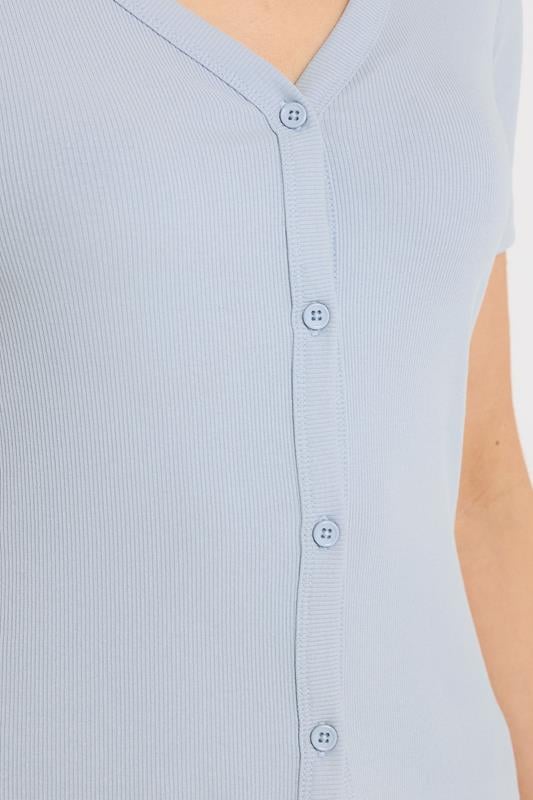 LTS Tall Women's Pale Blue Button T-Shirt | Long Tall Sally 4