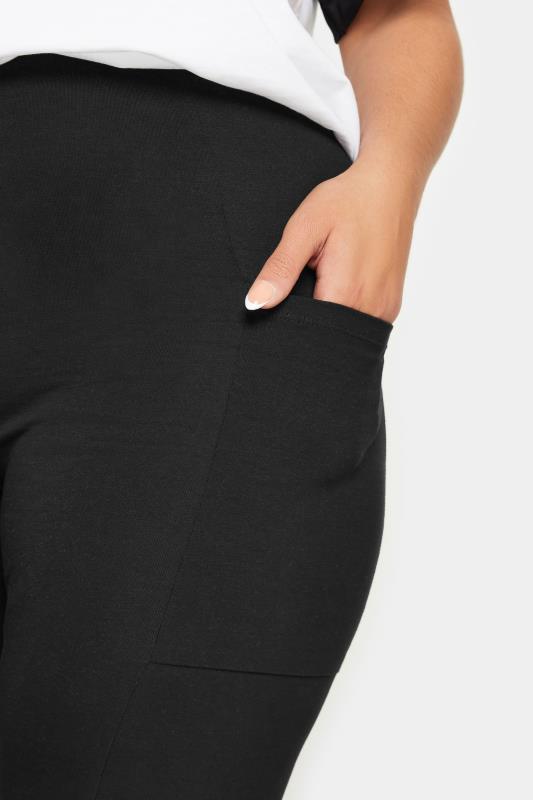 YOURS Plus Size Black Side Pocket Cropped Leggings | Yours Clothing 5