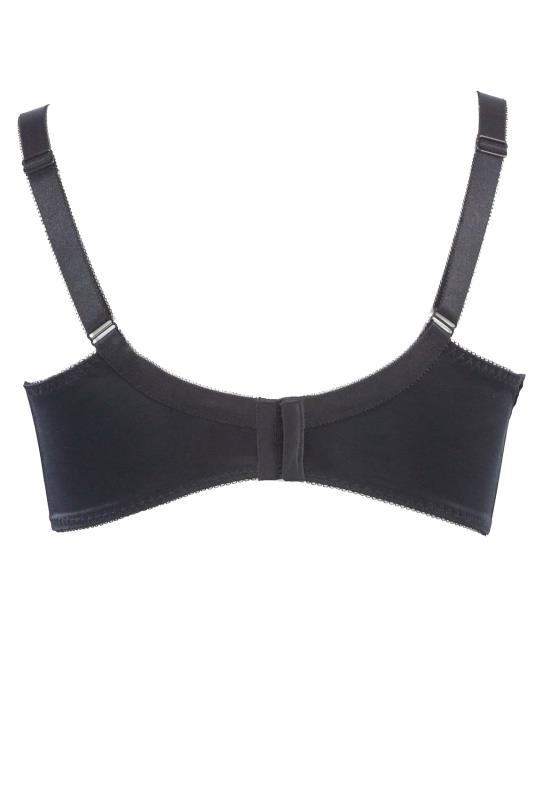 Black Cotton Lace Trim Non-Padded Non-Wired Bralette | Yours Clothing 3