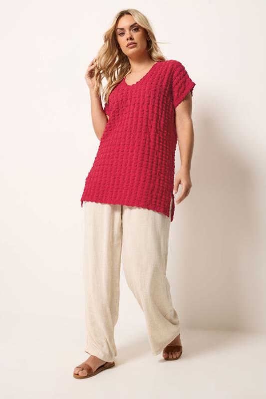 YOURS Plus Size Red Bubble Textured T-Shirt | Yours Clothing 1