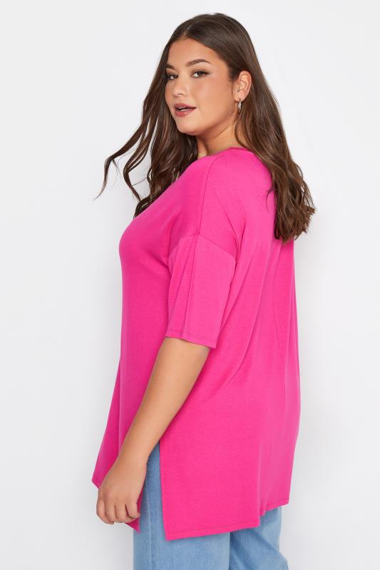 Plus Size Hot Pink Oversized T-Shirt | Yours Clothing  3