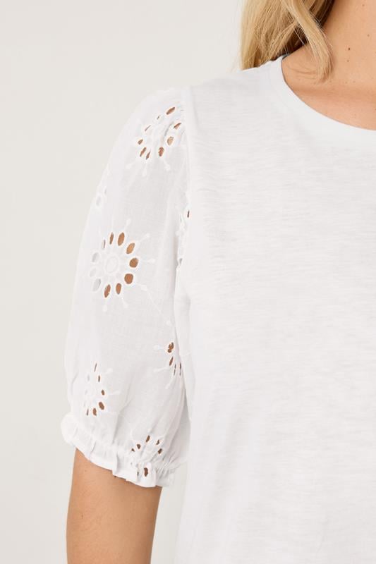 YOURS Plus Size White Broiderie Anglaise T-Shirt | Yours Clothing 5