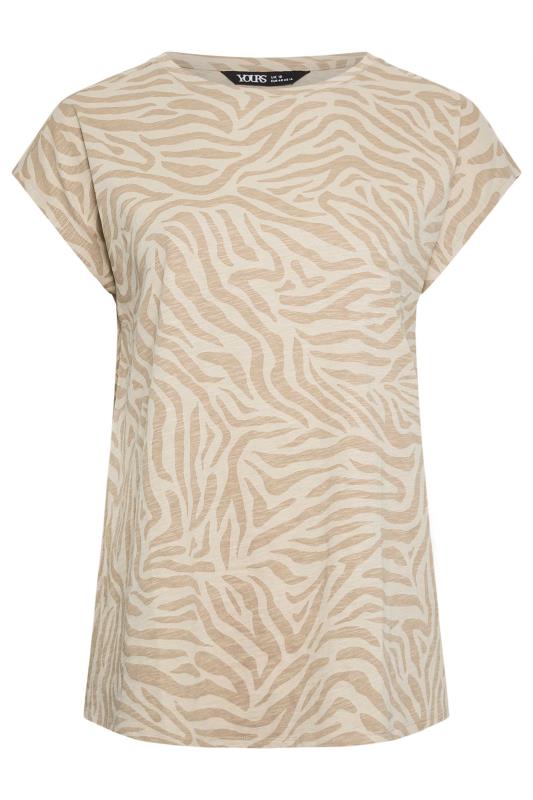 YOURS Plus Size Beige Brown Zebra Print T-Shirt | Yours Clothing 6