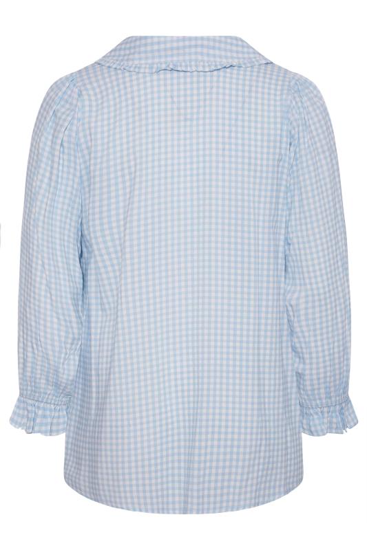 LIMITED COLLECTION Curve Baby Blue Gingham Collar Shirt 7