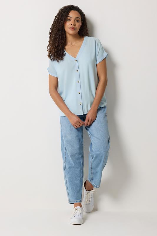 M&Co Blue Button Front Blouse | M&Co 2