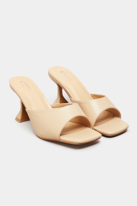  LIMITED COLLECTION Beige Brown Flared Heel Mules In Extra Wide EEE Fit