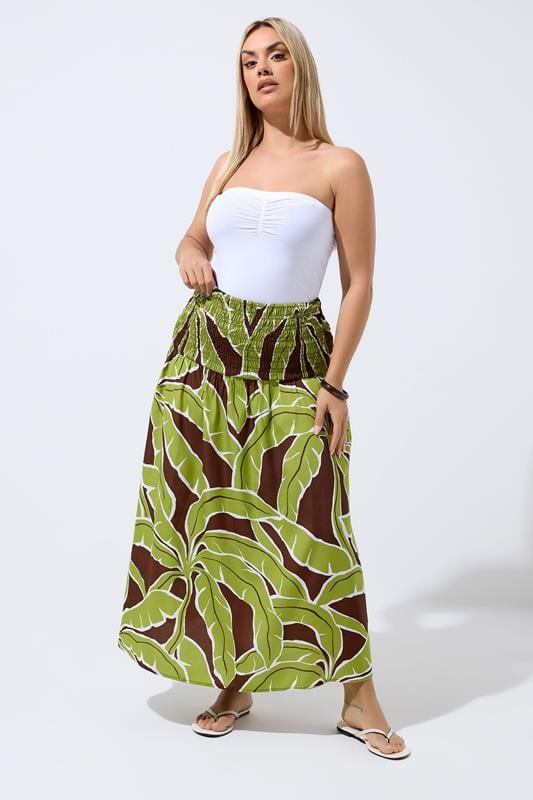  LIMITED COLLECTION Curve Green Palm Leaf Skirt
