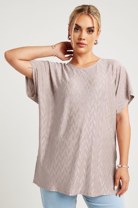 LIMITED COLLECTION Plus Size Pink Zig Zag Plisse Top | Yours Clothing 1