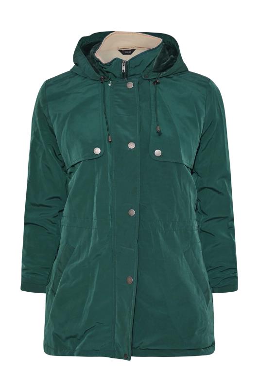 Plus Size Green Plush Parka Coat | Yours Clothing  6