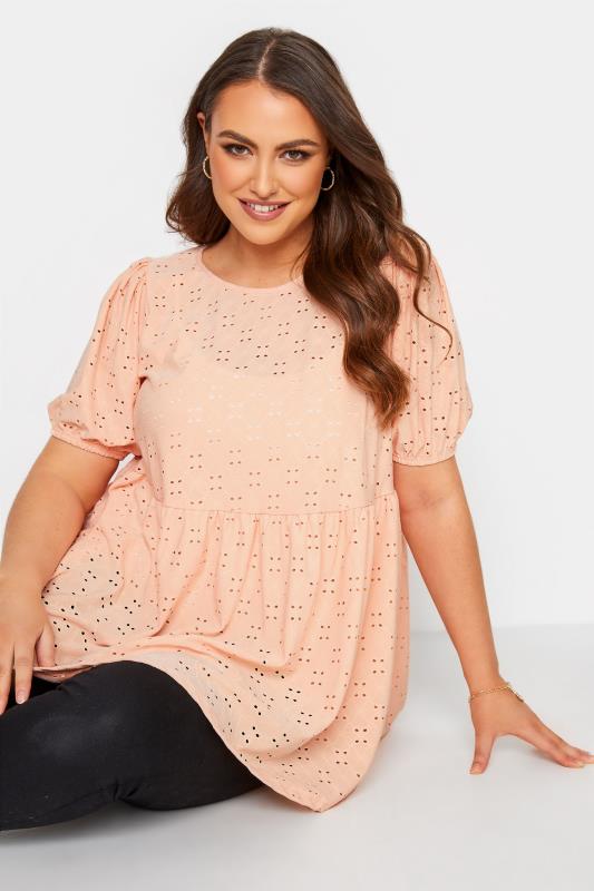 Curve Pink Broderie Anglaise Peplum Top 4