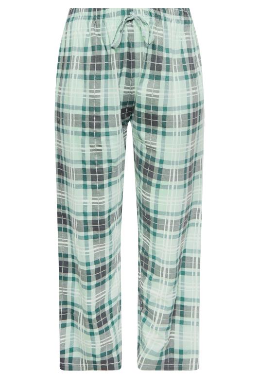 YOURS Plus Size Green Check Print Wide Leg Pyjama Bottoms | Yours Clothing 4