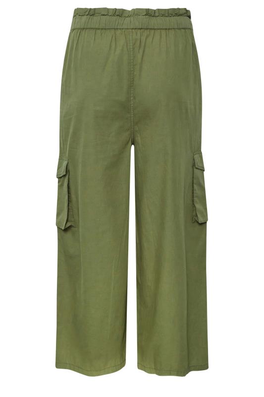 LIMITED COLLECTION Plus Size Khaki Green Cargo Wide Leg Trousers | Yours Clothing 5