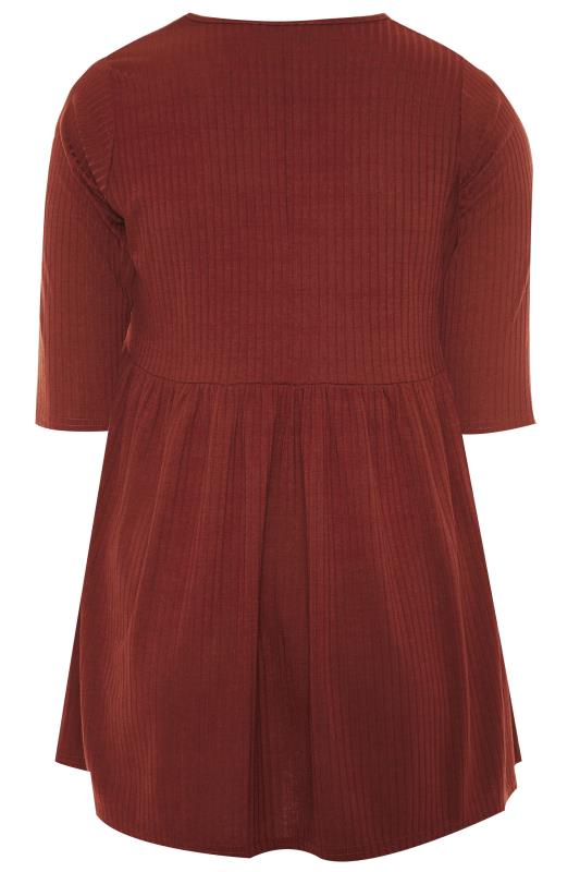 LIMITED COLLECTION Rust Ribbed Smock Top_BK.jpg