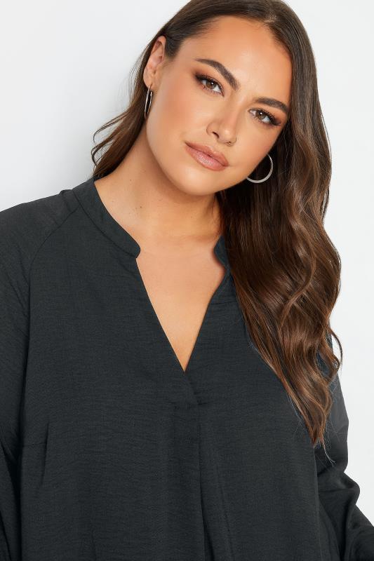 YOURS Curve Plus Size Black Textured Tunic Shirt | Yours Clothing  4