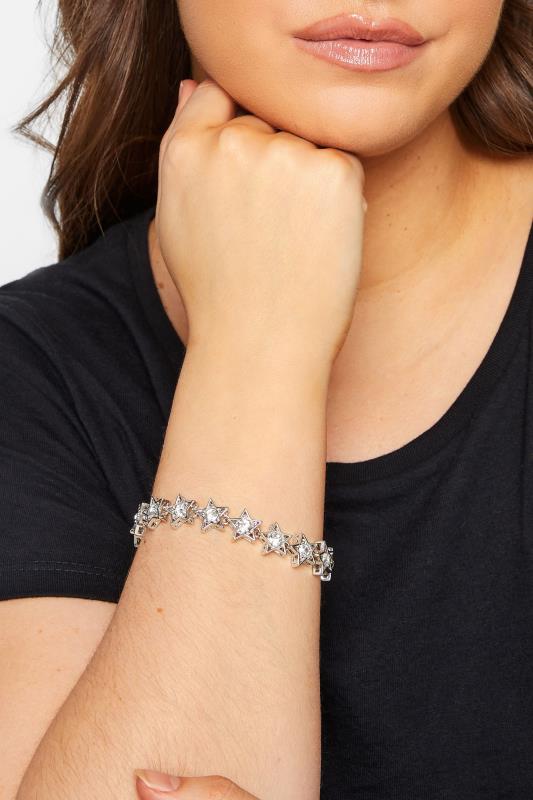 Plus Size  Silver Diamante Star Bracelet