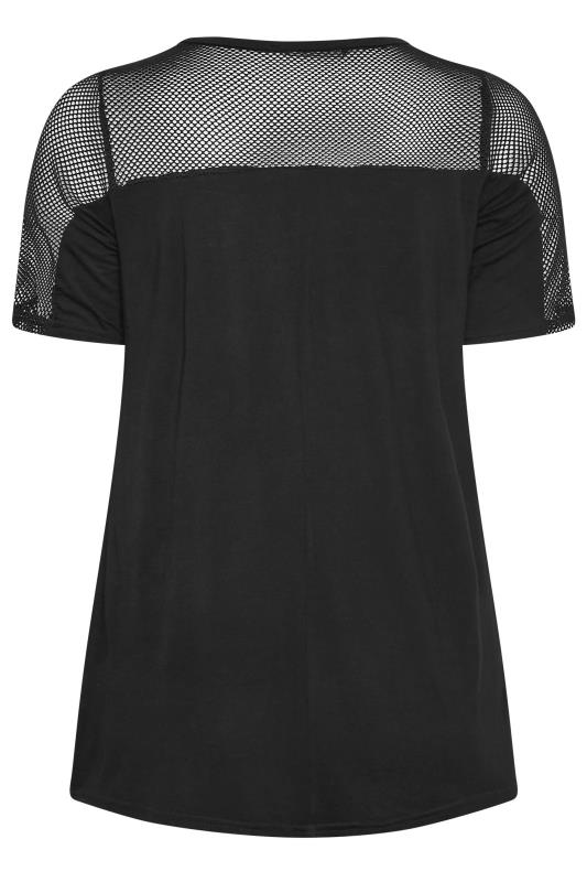 LIMITED COLLECTION Plus Size Black Fishnet Detail T-Shirt | Yours Clothing 7