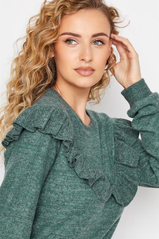 LTS Tall Green Soft Touch Frill Top 4
