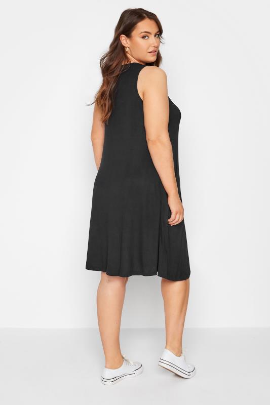 Curve Black Sleeveless Drape Pocket Midi Dress | Yours Clothing 3