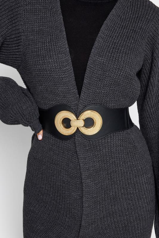 Black & Gold Double Circle Wide Stretch Belt