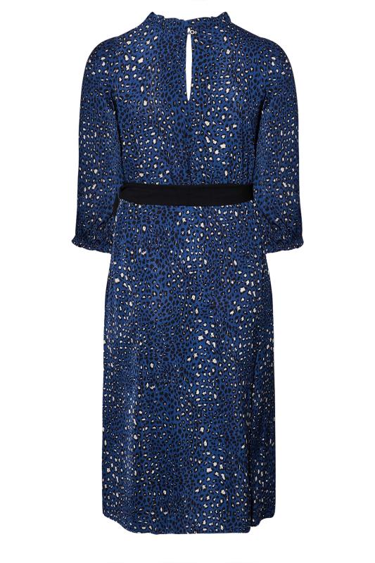YOURS LONDON Plus Size Blue Animal Print Ruffle Neck Dress | Yours Clothing 7