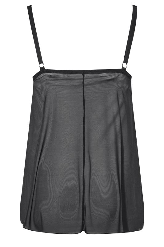 Plus Size Black Boudoir Strap Detail Mesh Lace Babydoll | Yours Clothing 5