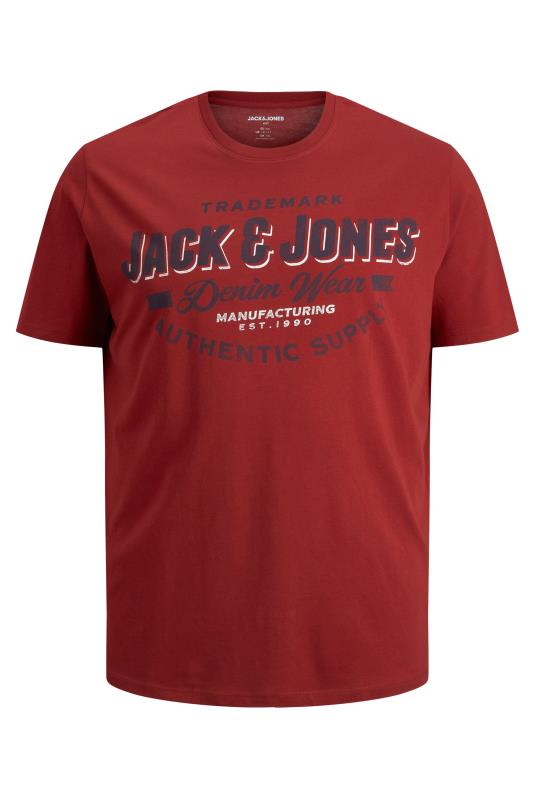 JACK & JONES Red Logo Crew Neck T-Shirt | BadRhino 2