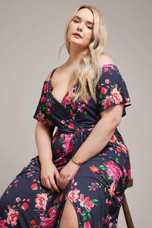 YOURS LONDON Plus Size Navy Blue Floral Maxi Dress | Yours Clothing 4