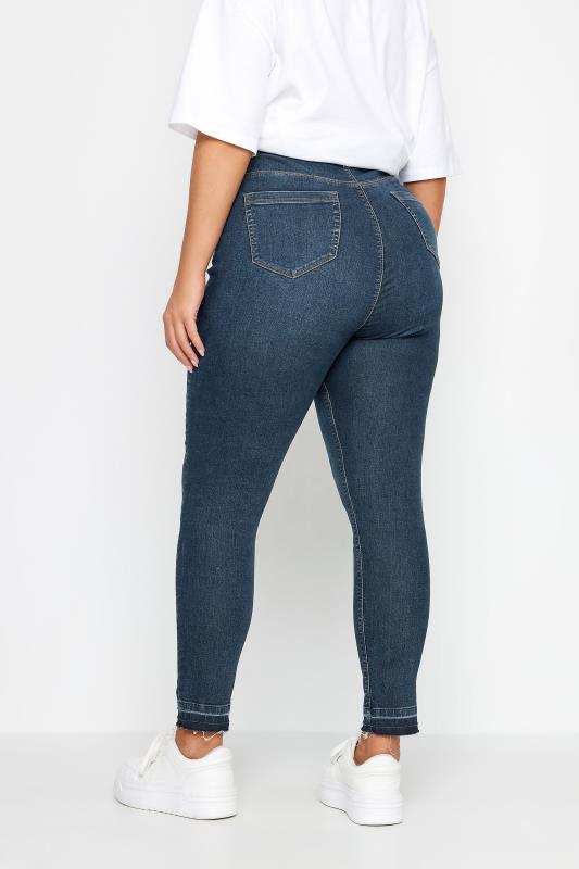 YOURS FOR GOOD Plus Size Dark Blue Turn Up GRACE Jeggings | Yours Clothing 3