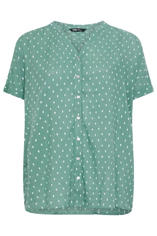 YOURS Plus Size Sage Green Dobby Notch Neck Blouse | Yours Clothing 5