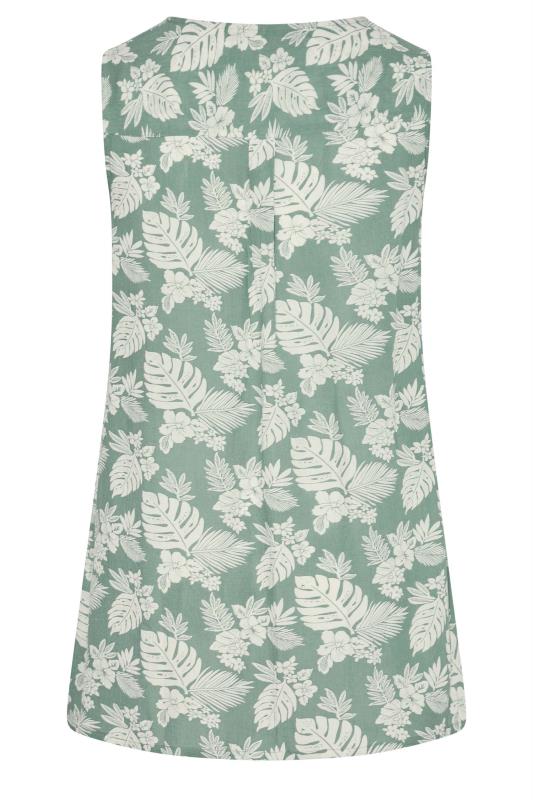 Plus Size Sage Green Leaf Print Swing Vest Top | Yours Clothing 5